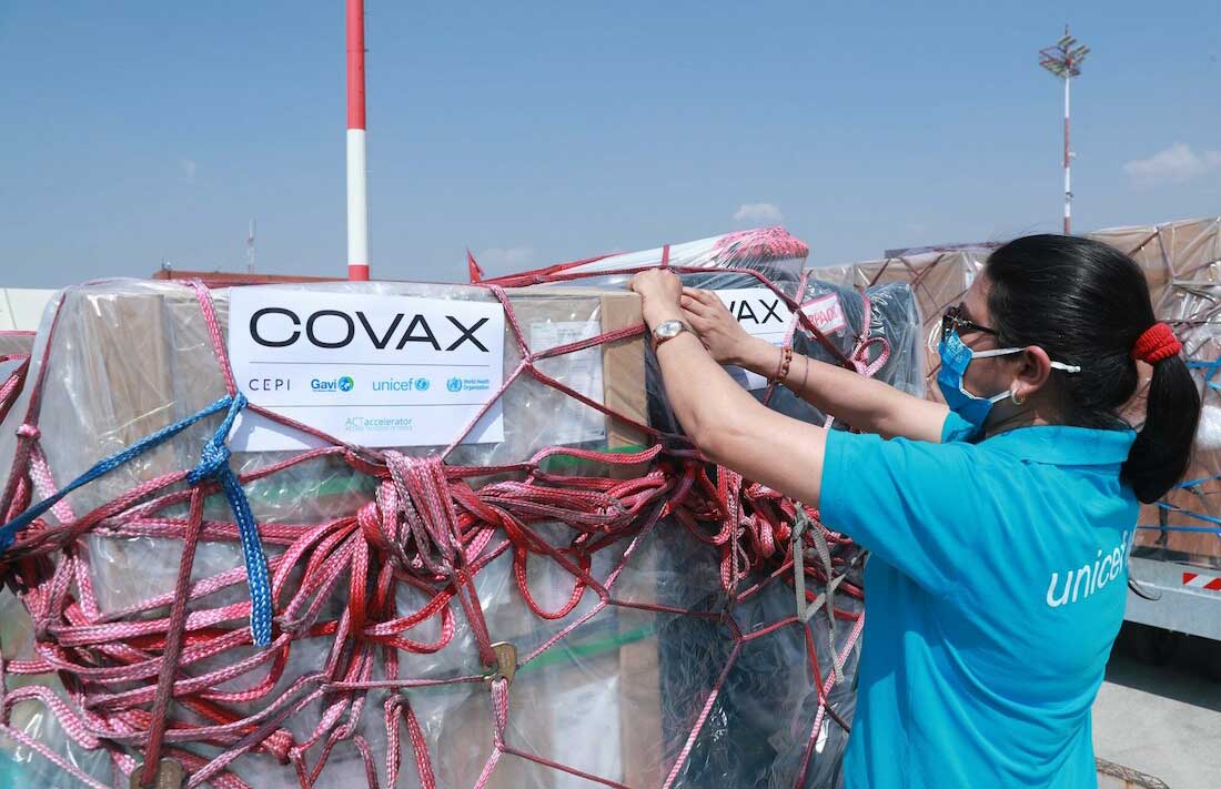 COVAX delivery of COVID-19 vaccines to Nepal. © UNICEF/UN0430537/2021.