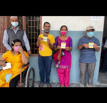 People with disability waiting after being vaccinated in Kathmandu, Nepal. Photo credit: MoHP Nepal