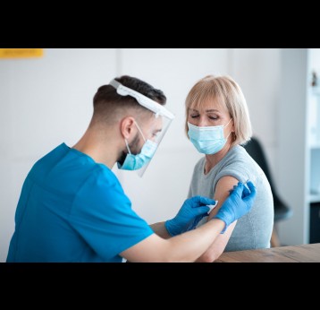 Patient getting vaccinated against COVID-19
