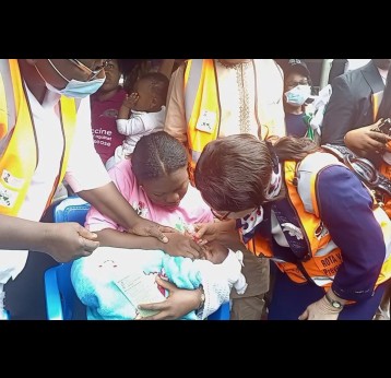 A baby receiving the rotavirus vaccine during the launch in Abuja. Photo credit: Ijeoma Ukazu