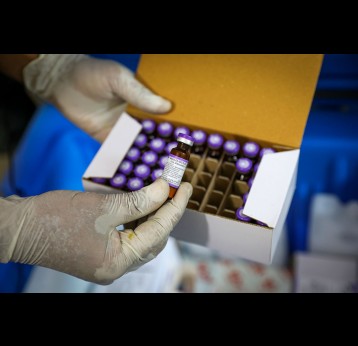 A box of MR vaccine vials. Credit: Gavi/2021/Asad Zaidi