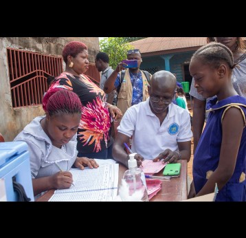 Girls getting HPV vaccine at a school in Sierra Leone. Credit: Gavi/2022/Joshua Kamara