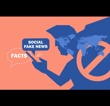 Facts and fake news. Fighting digital disinformation. Social media are taking action against the spread of online misinformation. Vector illustration