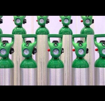Close-up group of oxygen tank for medical