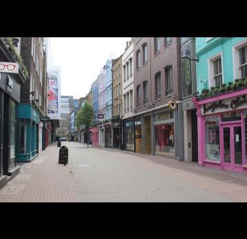 Empty central London Carnaby Street taken during COVID-19 lockdown