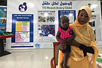 First Sudanese child to receive Meningitis A vaccine as part of routine immunization.