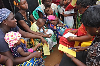 Mothers attending the launch ceremony of the PCV vaccine in Guinea Bissau, june 2015. 