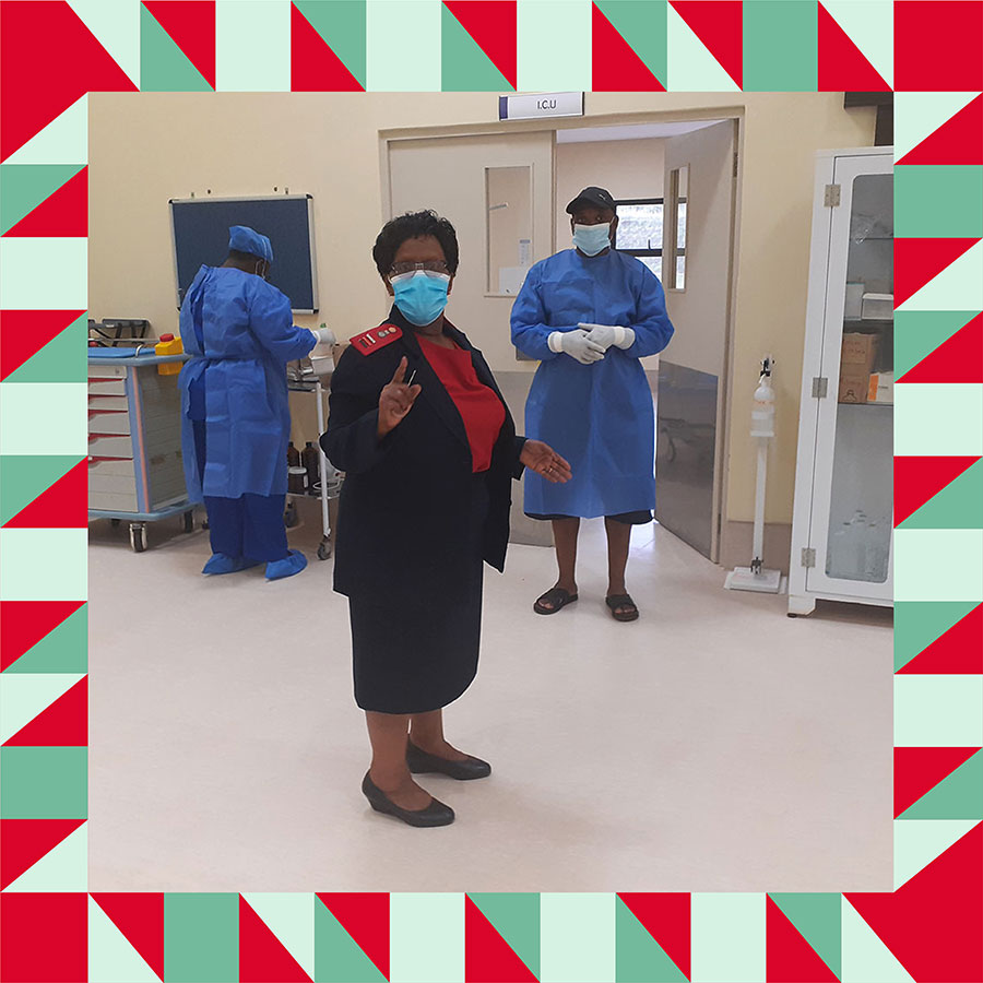 Matron Nurse Sibongile Simelane inspecting the emergency ward and staff prior to the arrival of a COVID-19 patient. Credit: Nonduduzo Kunene/Miko