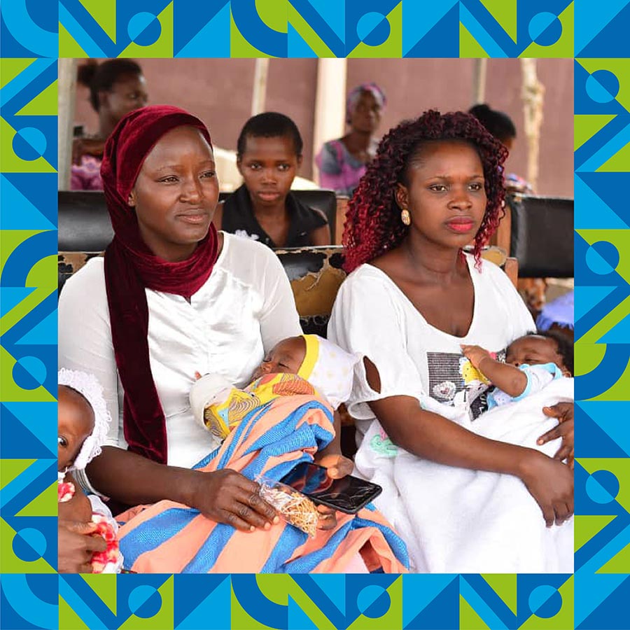 Mothers attend a vaccination session in Ondo State, Nigeria – Design by Miko