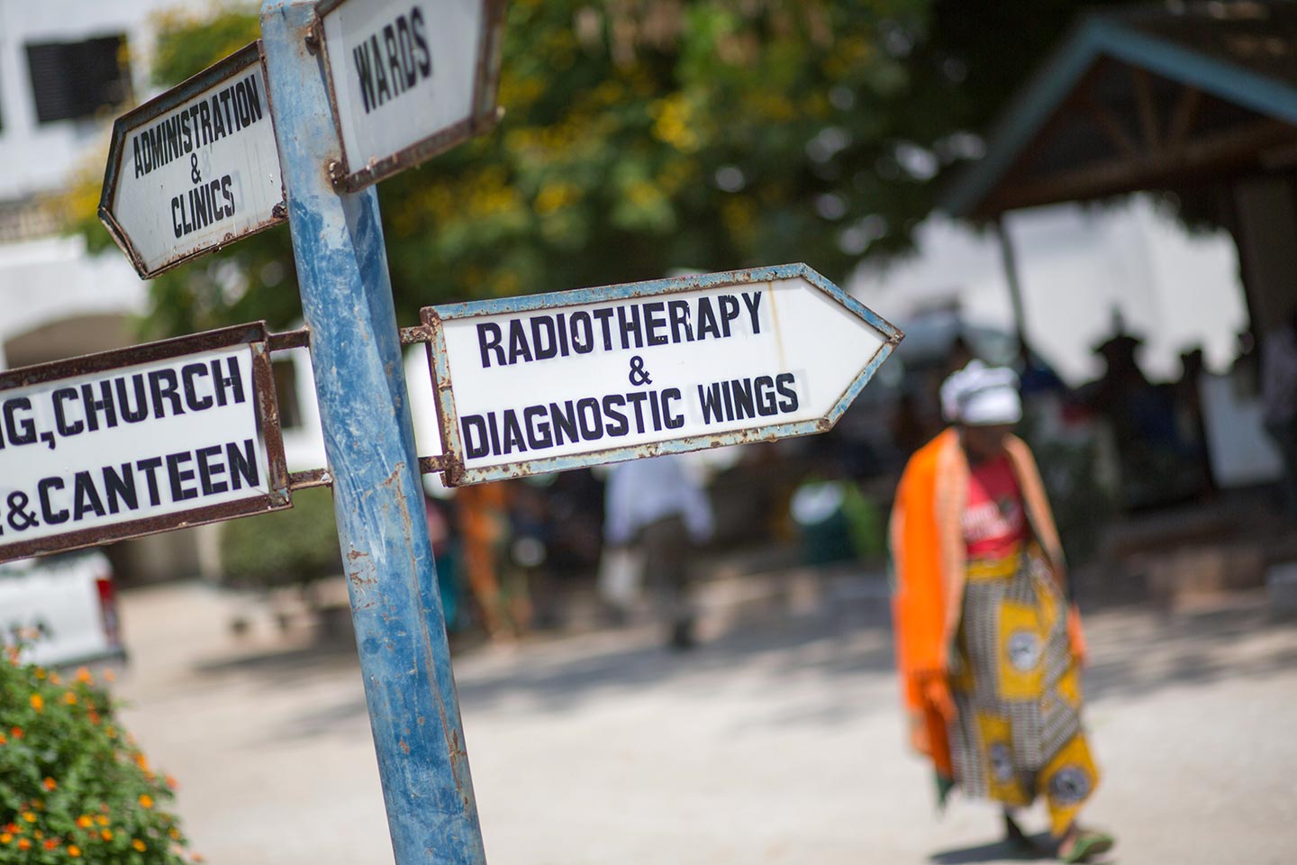 Signs at Ocean Road Cancer Institute in Dar es Salaam.  Credit: Gavi/2014/Karel Prinsloo