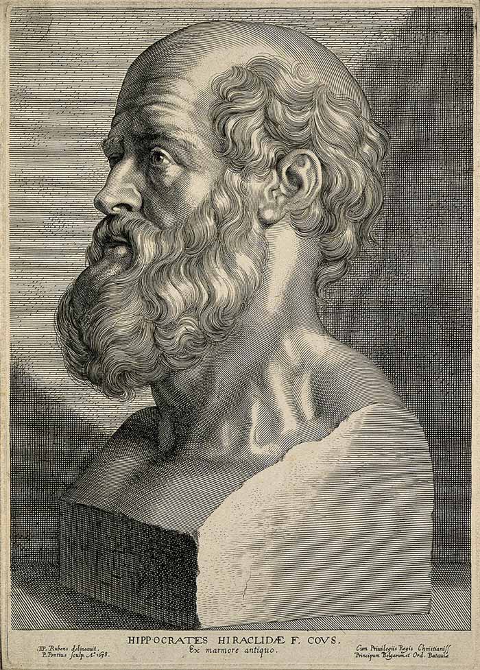 Hippocrates. Line engraving by P. Pontius, 1638, after P. P. Rubens. Credit: Wellcome Library, London. Wellcome Images images@wellcome.ac.uk http://wellcomeimages.org Hippocrates.