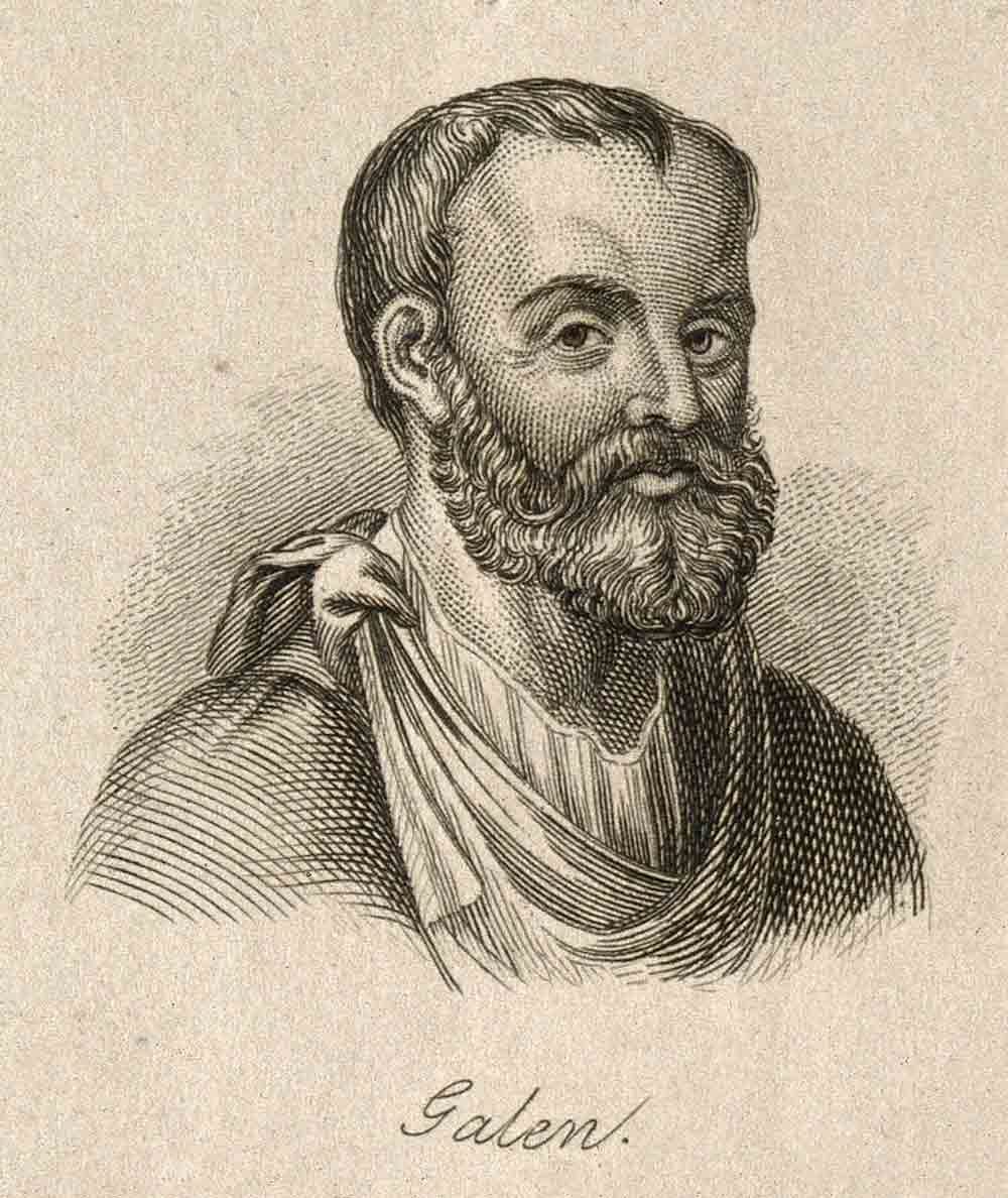 Line engraving of Galen
