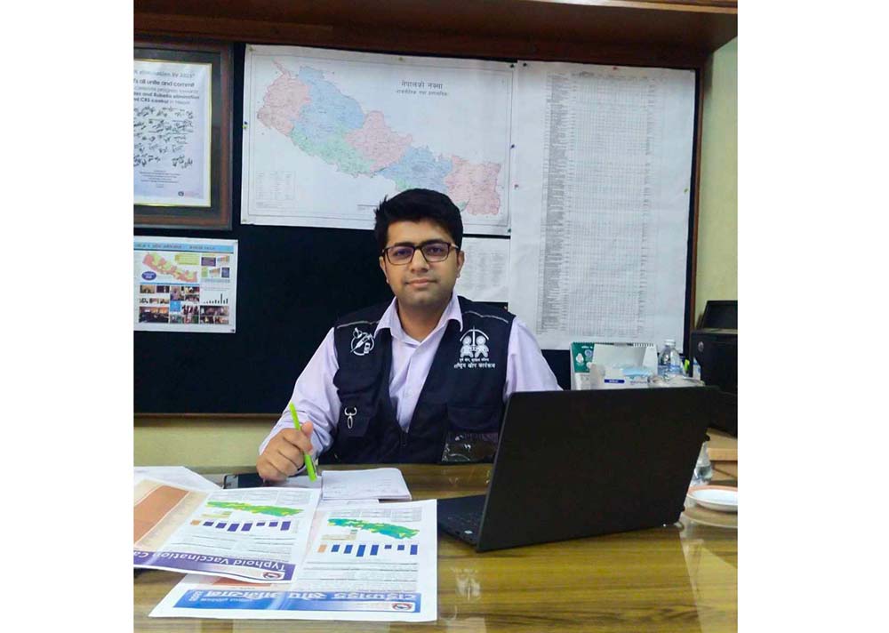 Dr. Abhiyam Gautam, Chief of Child Health and Immunization Service section in the Family Welfare Division of the Ministry of Health and Population. Credit : Chhatra Karki