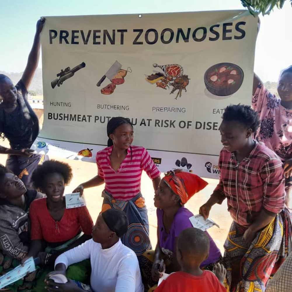 Game Rangers International educators leading zoonoses community outreach in Lusaka, Zambia.j