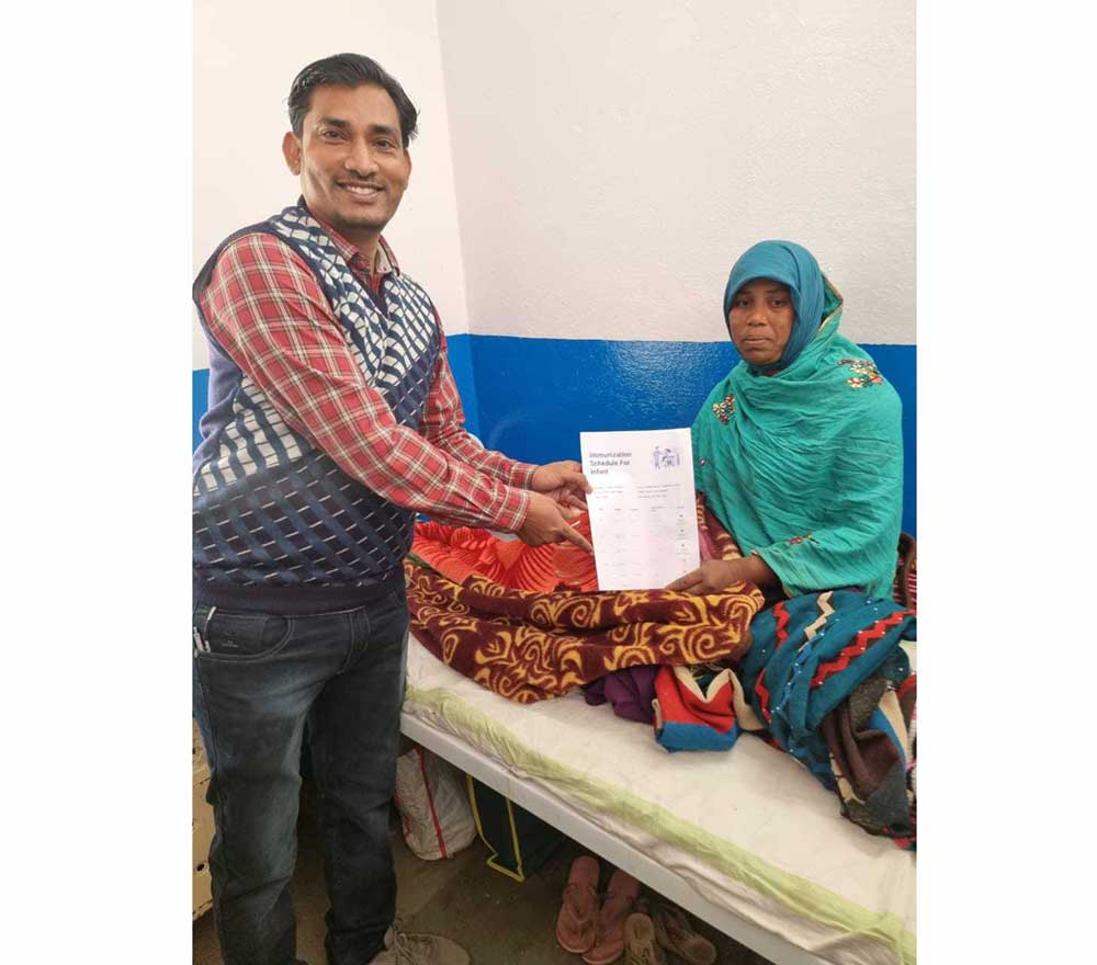 Routine Immunisation Madhya Pradesh team Jhabua district has become the first district of India to register delivery outcome and birth dose vaccination and registration of baby of Rekha Ajnar on U-WIN 2.0 on 17 January, 2023  Credit: Ministry of Health, Madhya Pradesh
