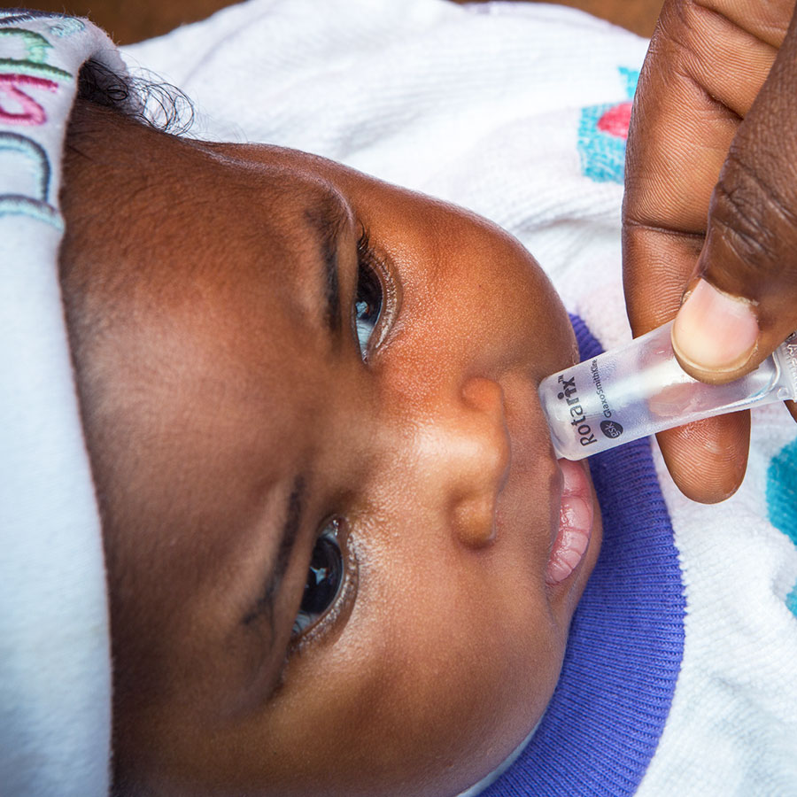 A child in Ghana receives a rotavirus vaccine. Credit: Gavi/2013/Evelyn Hockstein
