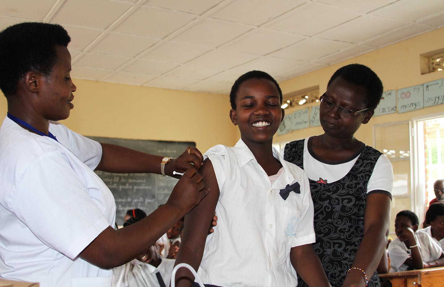 Girl receiving vaccine against HPV in Rwanda- GAVI/2012/Diane Summers