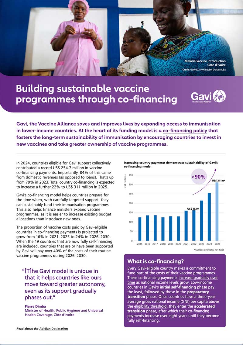 Building sustainable vaccine programmes through co-financing