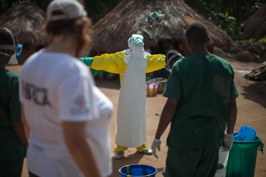 A health worker dealing with the Ebola outbreak