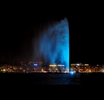 Genève célèbre la Journée Mondiale contre la Pneumonie, et colore son Jet d’Eau en bleu