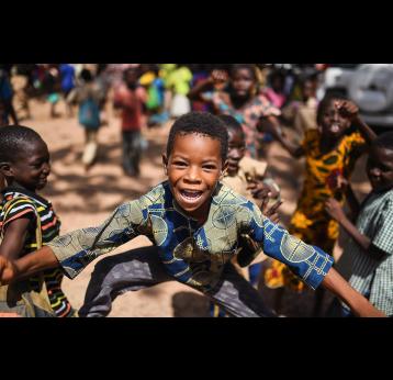 Jumping boy in Burkina Faso- Gavi/2018/Tony Noel