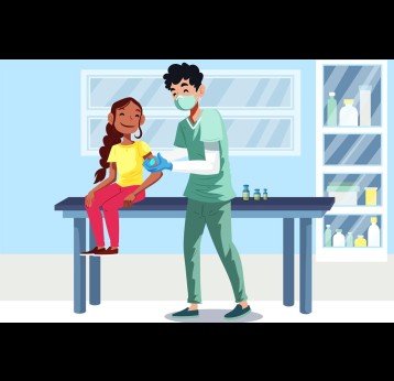 Illustration of a girl getting a vaccine patch. Credit: Science Journal for Kids and Teens