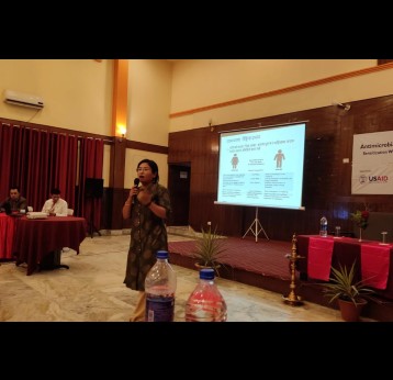 Dr. Bibeka Shrestha, a Clinical Consultant affiliated with the USAID Medicines, Technologies, and Pharmaceutical Services (MTaPS), presents a paper on Influence of Gender Inequality on Antimicrobial Resistance (AMR) in Kathmandu. Credit : MTaPS