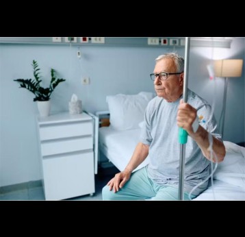 Old man sitting on a hospital bed. Credit: Drazen Zigic/Shutterstock