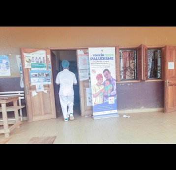 Communication materials inform the public about the importance and availability of the malaria vaccine at the Soa Vaccination Centre. Credit: Akem Olives Nkwain