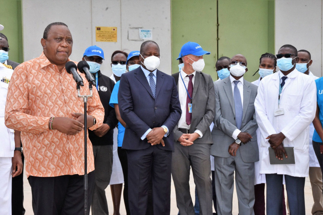 receiving the first batch of AstraZeneca vaccine in Kenya