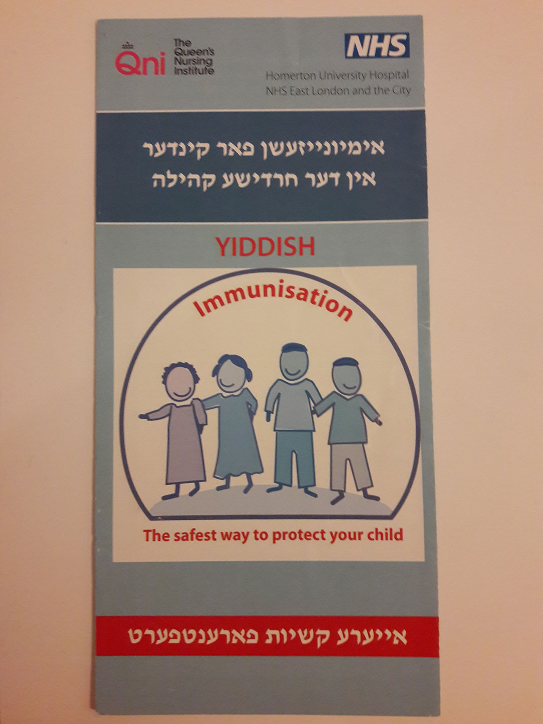 Translated information leaflets for Haredi families in North London. © The Queen’s Nursing Institute