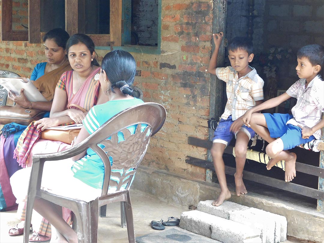 Research Assistants interviewing a participant during a community-based survey on snakebite in North-Central Sri Lanka.