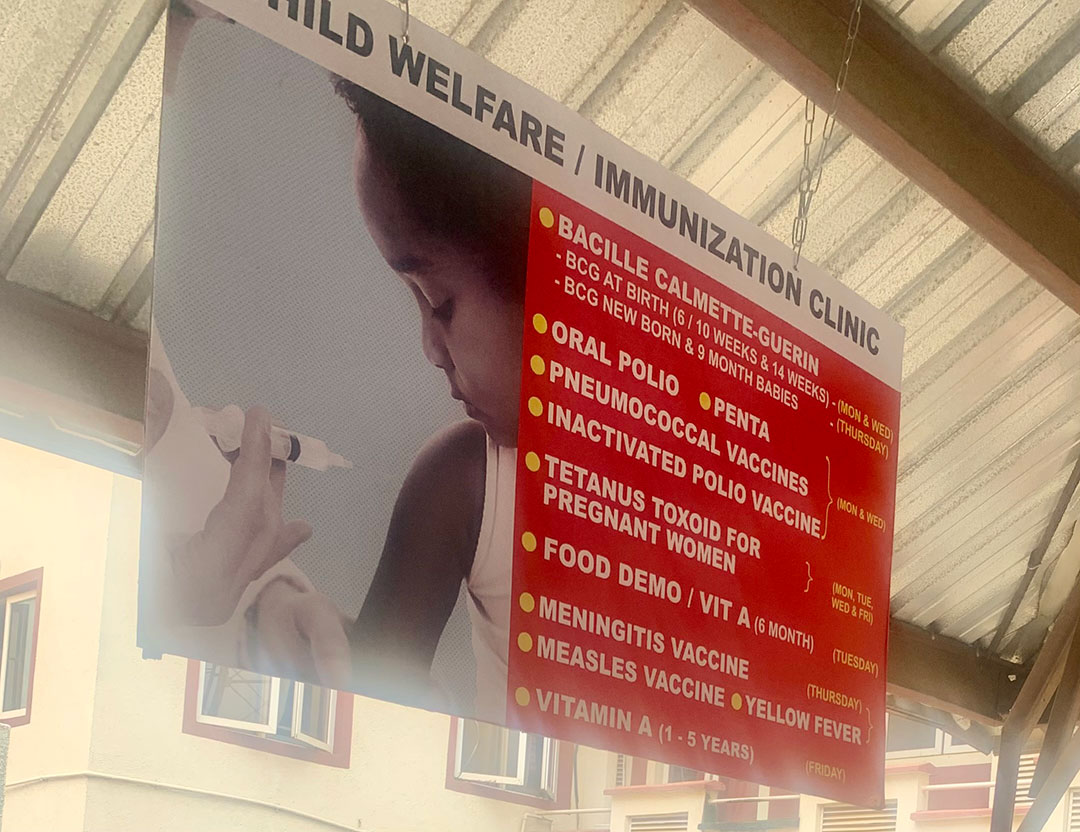 Immunisation clinic banner at General hospital, Ikorodu. Photo credit: Adesewa Adelaja