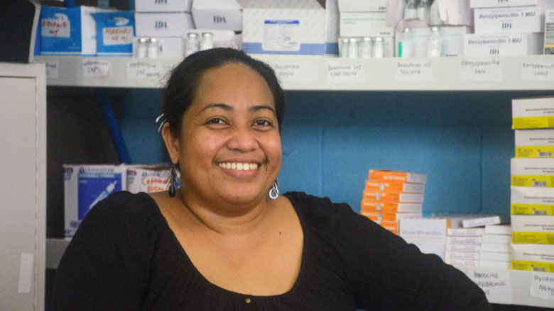 Kiribati’s lead pharmacist, Moannara Benete says that getting the supply chain and distribution of medical supplies right will benefit everyone in Kiribati. Photo: Rimon Rimon/World Bank
