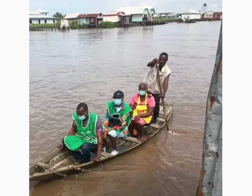 Going for PCV vaccination in the riverine areas of Ondo State, Nigeria
