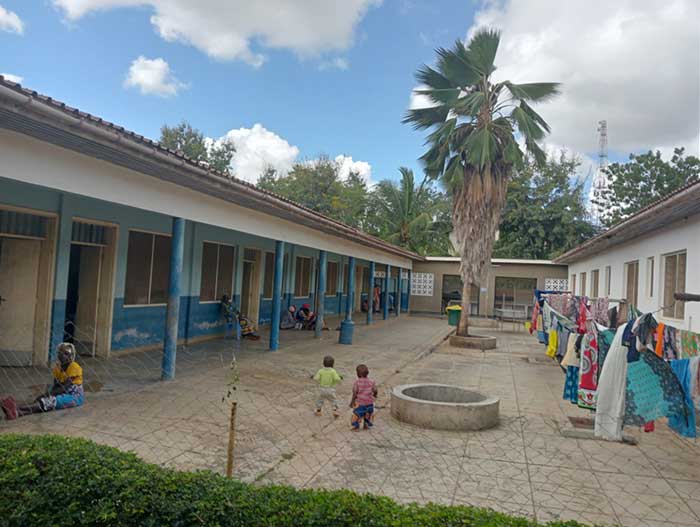 Children playing outside maternity wing wards in Kinango sub county hospital