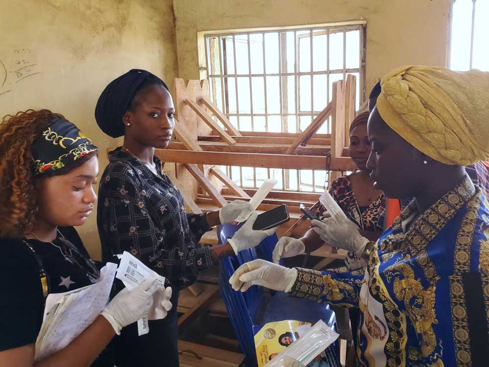 Researchers in the lab of Olayinka Osuolale participate in Global City Sampling Day — when MetaSUB teams from around the world swab their local environments — from Ilorin, Nigeria. Visual: Courtesy of the Mason Lab