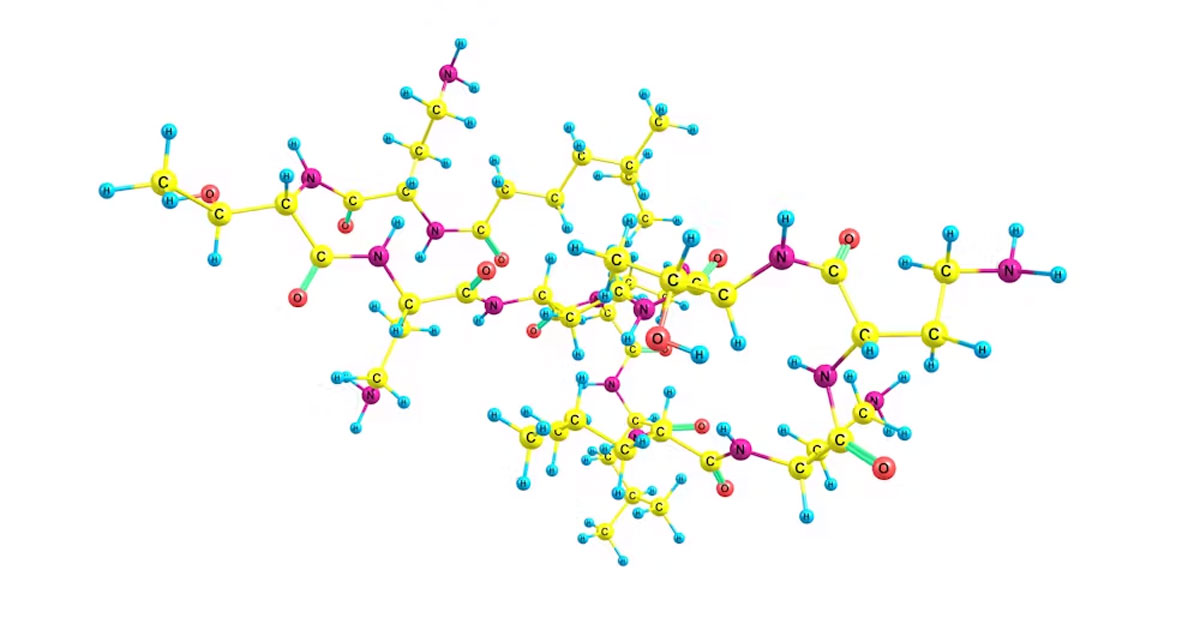 An illustration of the colistin molecular structure. GettyImages