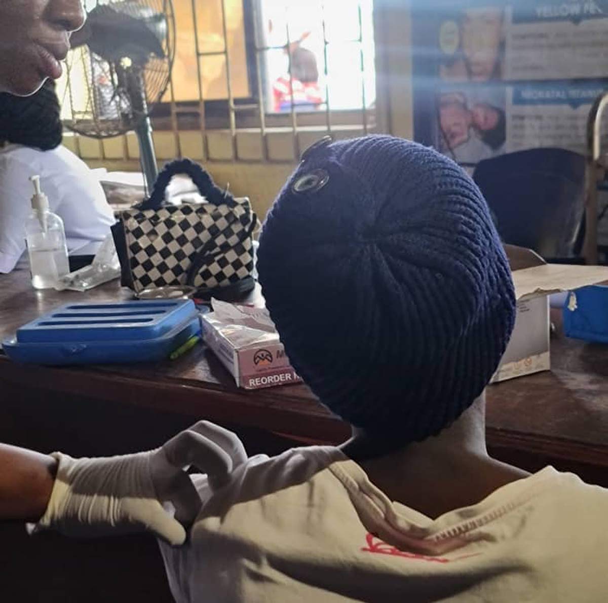 Damilola John getting the HPV vaccine at the Eti-Osa Local Government Primary Healthcare Centre. Credit: Royal Ibeh