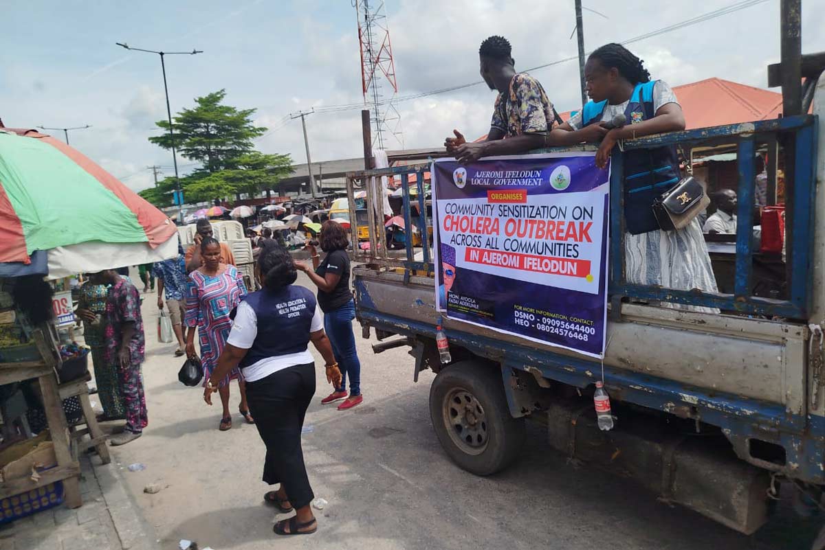 Daily sensitisation has become a regular feature in many communities today. Credit: Eric Dumo