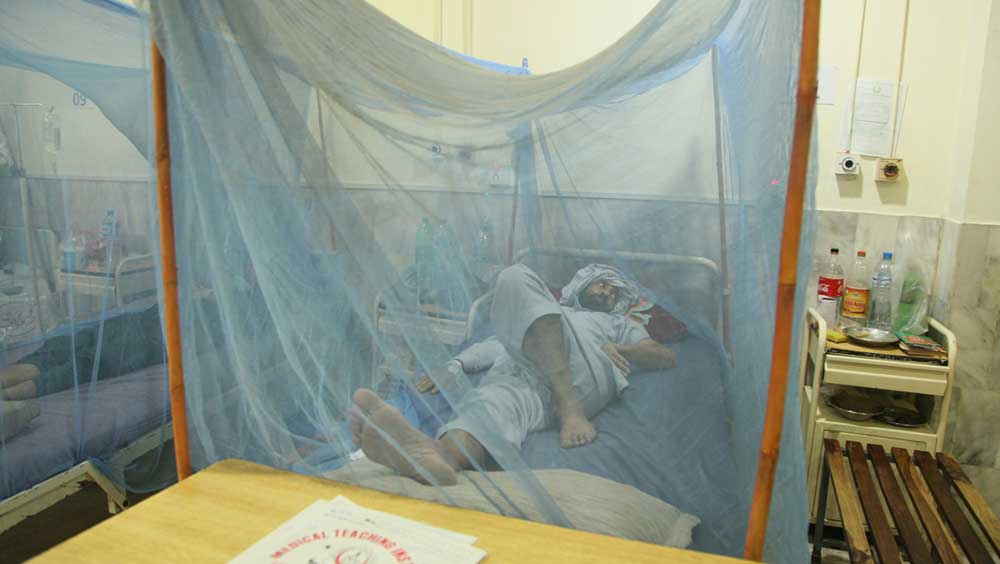 2. 一名男性患者在白沙瓦的一家公立医院接受治疗疟疾。巴基斯坦的三级医院承受着初级和二级卫生机构转诊的严重疟疾病例的负担。