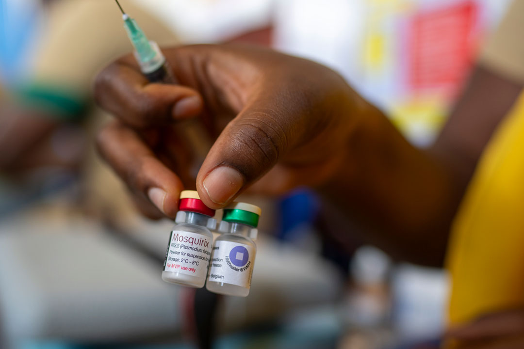 疟疾疫苗瓶。图片来源：全球基金/Nana Kofi Acquah