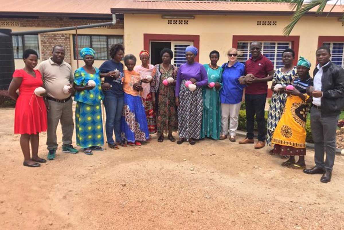 Balinda (4th from right) poses for a picture with patients and some medical staff during the launch of a support group in Rwamagana district in 2019. Credit: Jean Paul Balinda