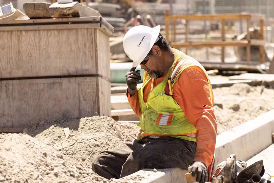 Construction workers are often out in the heat for long periods of time, including during this heat wave in Los Angeles in July 2024. Etienne Laurent/AFP via Getty Images