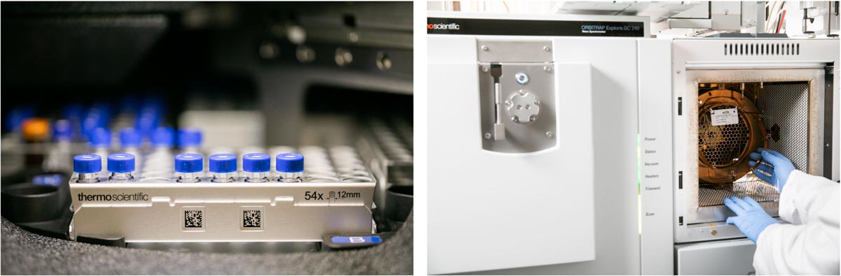 Small sample vials await processing in a mass spectrometer. Researchers can now measure thousands of molecules from one vial of human blood. Visual: Courtesy of NEXUS