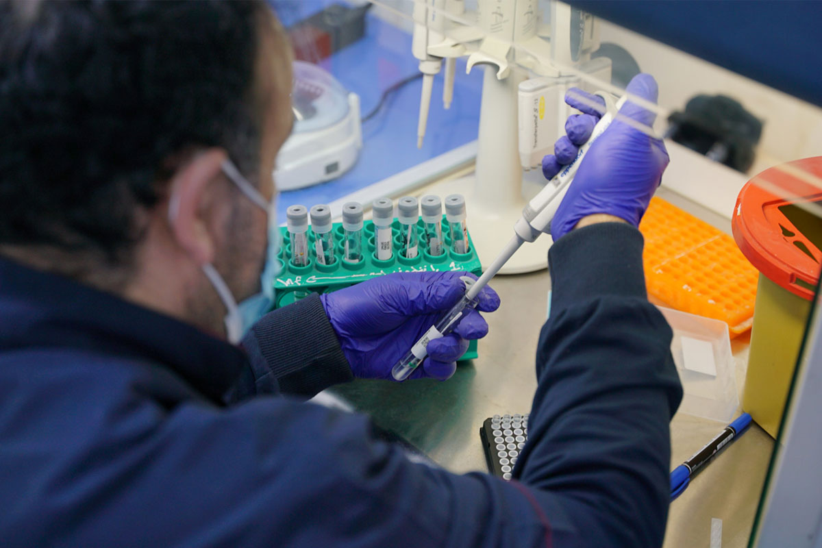 A technician prepares samples for testing at an EWARN laboratory supported by WHO. Credit: WHO