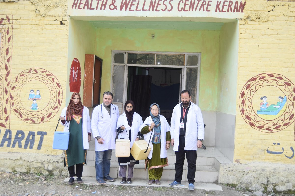 A group of doctors and paramedics working in Keran leave to administer vaccines in the area.